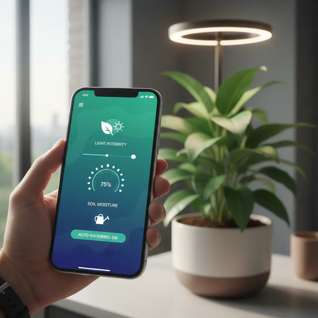 Mobile app controlling smart planter